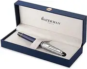 [WATERMAN] Expert Rollerball Pen | Metal & Blue Lacquer | Chiselled Cap | Black Ink | Gift Box