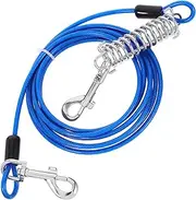 ibasenice Dog Tie Out Cable with Swivel Hook Heavy Duty Spring Rope Holder for Small Medium Dogs Ergonomic Grip and Shock Absorbing Design for Outdoor Use