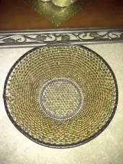 Decorative Brown Beaded Flat Bottom Bowl