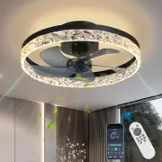 Crystal Ceiling Fans with Lights,19.7" Flush Mount Ceiling Fan with Remote,Lo...
