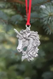 Lead Free Pewter Unicorn Ornament fantasy gift Mythical USA Hastings Pewter NEW