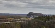View nearby bluff Red Wing, Minnesota, city along upper Mississi historic photo
