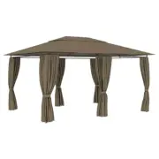 NNEVL Garden Marquee with Curtains 4x3 m Taupe 180 g/m²