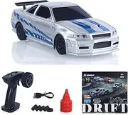 wheelfun 4304A 2.4GHz 1/43 High Speed RC Drift Car with 4-Wheel Drive Motor Electronic (ESC) Servo Motor Lighting Battery Gyroscope Ready to Use Mini Vehicle Model Hobby Garde Model for Adult Hobby
