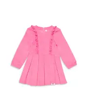 Worthy Threads Girls' Long Sleeve Ruffle Dress in Pink Corduroy - Little Kid