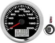 Brilluxa GPS Speedometer, 3-38in Pointer, 0-200KMH, IP67 Waterproof, Black Dial Chrome Bezel, Speed Meter for Boat Car RV
