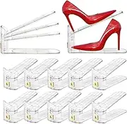 Eorbow 10 Pack Clear Shoe Slot Organizer, 11" Adjustable Shoes Stacker for Closet, Double Deck Display Shelf for a Pair of Shoes, Anti-slip Shoe Rack Holder Storage Space Saver