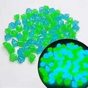 1200Pcs(14×11MM) Glowing Pebbles Stones, Glow in The Dark Pebbles Stone Rocks, Colorful Luminous Cobblestones Gravel Decoration for Aquarium Fish Tank, Home Decor (Size : Blue Green Mixed)