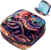 Period Bag,Sanitary Napkin Storage Bag,Devilfish in The Oceans Printed,Tampon Bag for Purse