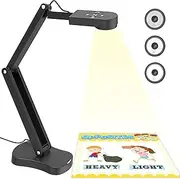 8MP Document Camera School & Visualizer for Classroom with Dual Microphone, 3-Level LED Light, Up and Down, Left and Right Image Reversal, Multi-Jointed, for Distance Learning and Learning