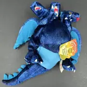 Folkmanis 3 Headed Dragon Hand Puppet 5 Finger Blue 15” Fairy Tale Role