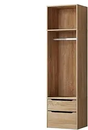 ALFORDSON Wooden Wardrobe Cabinet with 2 Drawers, Hanging Rod and Open Shelves, 50.5X 40x 185 cm, Compact Closet Clothes Storage, Dresser Clothing Organizer Cupboard for Bedroom Living Room, Wood