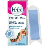Veet Professional Waxing Strips Kit For Sensitive Skin, 20 Strips