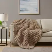 Madison Park Chunky Double-Knit Brown 50" X 60" Handmade Throw Blanket