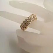 Princess Cut Swarovski Crystal 18K Yellow Gold Electroplated Eternity Ring 10