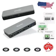 Compact 12-Port USB C Dock with Dual 4K HDMI & DisplayPort, Ideal for Chromebook