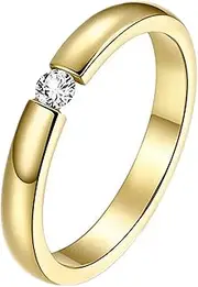 [Mulmoy] Women's Titanium Steel Rings Rhinestone Inlaid Wedding Band