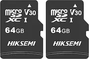 HIKSEMI Micro SD Card, 64 GB, Set of 2, Nintendo Switch, Verified MicroSDXC Memory Card, Full HD & 4K UHD Video, V30, UHS-I, A1, U3, Class 10, 92 MB/s Transfer Rate with SD Card Converter Adapter,