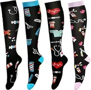 [LEOSTEP] Colorful Women Compression Socks for Nurse Circulation, Support for Nursing, Medical, Hiking, Riding, Running