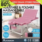 ALFORDSON Massage Table 3 Fold 75cm Foldable Portable Aluminium Lift Up Bed Desk
