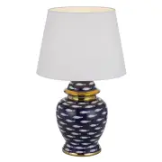 Masu Modern Table Desk Lamp Light Fabric Ceramic Blue White Gold Gloss