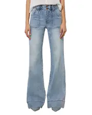 Alice and Olivia Juno High Rise Braided Waistband Jeans in Anabell Blue
