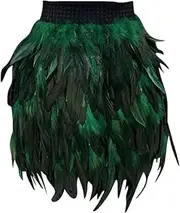 [Generic] Long Denim Skirts for Women Women's Feather Masquerade Stage Costume Performance Skirt Floral Skater Skirt