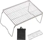 REDCAMP 13.6" Small Folding Campfire Grill Stainless Steel, Portable for Camping