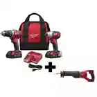 Milwaukee Drill-Driver/Impact-Driver Kit 18V Li-Ion Cordless + Reciprocating Saw