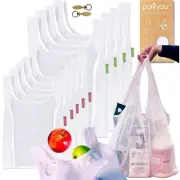 Set of 9 Reusable Grocery Bags with Handles, Dual-Purpose See-Through Mesh, W...