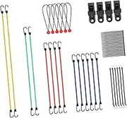 kokiya 60Pcs Bungee Cords Assortment Elastic Bungee Straps Tarp Clips Ball Ties for Garden Travel Gear Furniture Cargo Bike