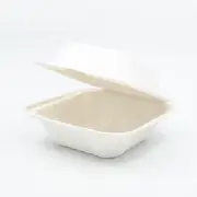 6 x 6 x 3" Take away Containers 663 Sugarcane Clamshell Compostable x500
