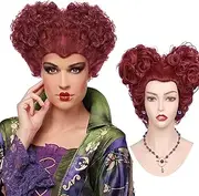 QUEENTAS Red Queen Cosplay Wigs for Women Short Curly Wig Synthetic Hair Wig for Halloween Costume Party