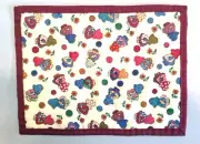Block Quilt, Coverlet, Blanket, Dollhouse Miniature, Burgandy- Hand-stitched