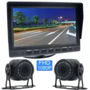 Wired 7" Monitor + 2x Backup Reversing Camera Fit Bus Truck Caravan Car 12-24V