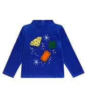 [Mini Rodini] Mini Rodini Jewels appliqué velour sweater Y 10/11 blue