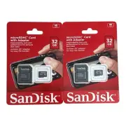 2 SanDisk 32gb Class 4 microSDHC Memory Card With Adapter New And Sealed