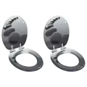 NNEVL WC Toilet Seats 2 pcs with Soft Close Lids MDF Stones Design