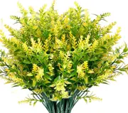 Lertenys 8 Bunch Artificial Lavender Plants Outdoor UV Protection Fake Flowers Artificial Plants Garden Porch Decoration(yellow)