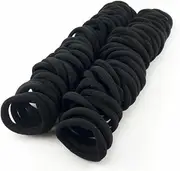 50Pcs Black Hair Ties Hairbands With High Elasticity Seamless Cotton Hairbands Ponytail Fixators Hairbands With Thick and Curly Hair