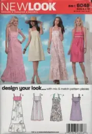New Look Pattern 6046 ©2011 Misses Design Your Own Sun Dress Size 4-16, FF
