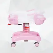 Adjustable Baby Hospital Cradle Crib Neonatal Bed Stroller Pink