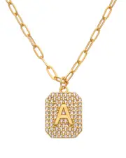 Argento Vivo Vermeil CZ A Initial Necklace