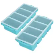 Silicone Freezing Tray with Lid, Large Ice Cube Tray Non-stick Soup Freezer C...