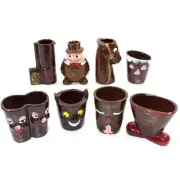 Set (8) Redware SHOT GLASSES Clay Pottery Gun Shot Big Shot Longshot Double Shot
