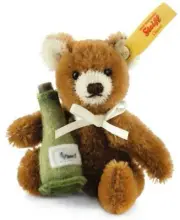Classic Miniature Brown Teddy Bear with Champagne Bottle by Steiff - EAN 028908