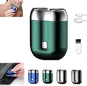 New Model Mini Dual-Head Electric Shaver,Portable Rechargeable Waterproof Electric Shaver,Unisex Mini Electric Shaver,Pocket Size Washable, for Home,Car, Travel (Green)