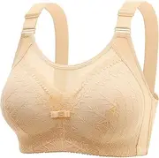[Tmtolofot] Minimizer Bra for Women Plus Size Bras Wireless Woman's Full Coverage Lace Bra Comfortable Push Up Non Padded Bra