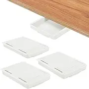 uxcell Under Desk Drawer, 4 Pcs Under Table Storage Self-Adhesive Attachment Drawers Organizer for Pens Standing Desk Office Studio Home, White