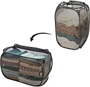 Leona Co 2 Pack Two Way Popup Laundry Hamper Foldable Pop-up Mesh Hamper Dirty Clothes Basket, 38 * 38 * 64cm